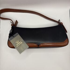 Daniela Moda Black & Brown Genuine Italian Leather Handbag NWT